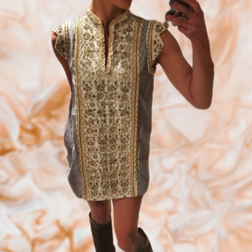 MANOUSH Embellished Tunic Mini Dress w/ Pockets 6